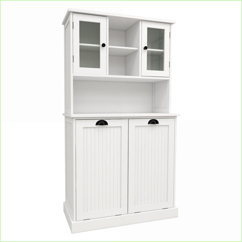 Armoires avec paniers à linge inclinables et amp; Tablettes réglables pour salle de bain, blanc neige | Bois aggloméré minimaliste