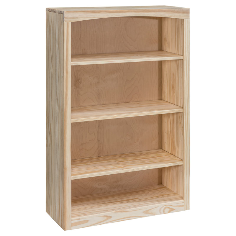 Ossy American Built Solid Wood Bookcase, (4 Shelves) 48"H x 30"W x 12"D, Unfinished