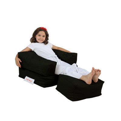 Black Garden Bean Bag Chair, 25.6 x 15.7 x 19.7 inches | 100% Waterproof Polyester, Filled with 100% Original Recycled Styrofoam Beads | Maximum Weight Capacity: 440 lbs | Perfect for Outdoor Relaxation & Entertainment