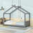 Wood House Floor Bed With Slats-376006407-376006405
