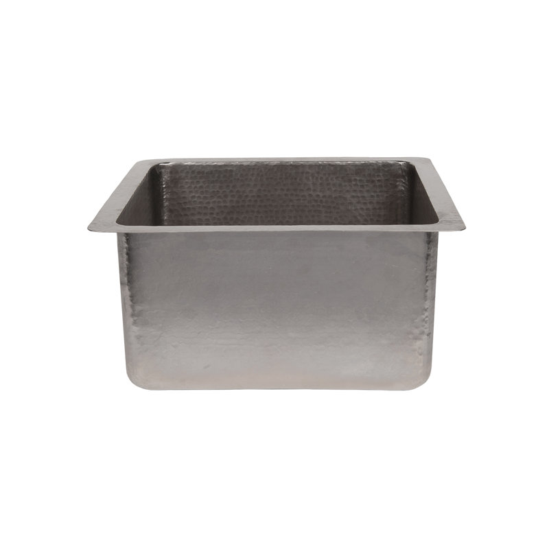 16" Gourmet Rectangular Hammered Copper Bar/Prep Sink in Nickel