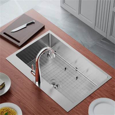Drop-In 304 Stainless Steel Sink Kitchen With Protector