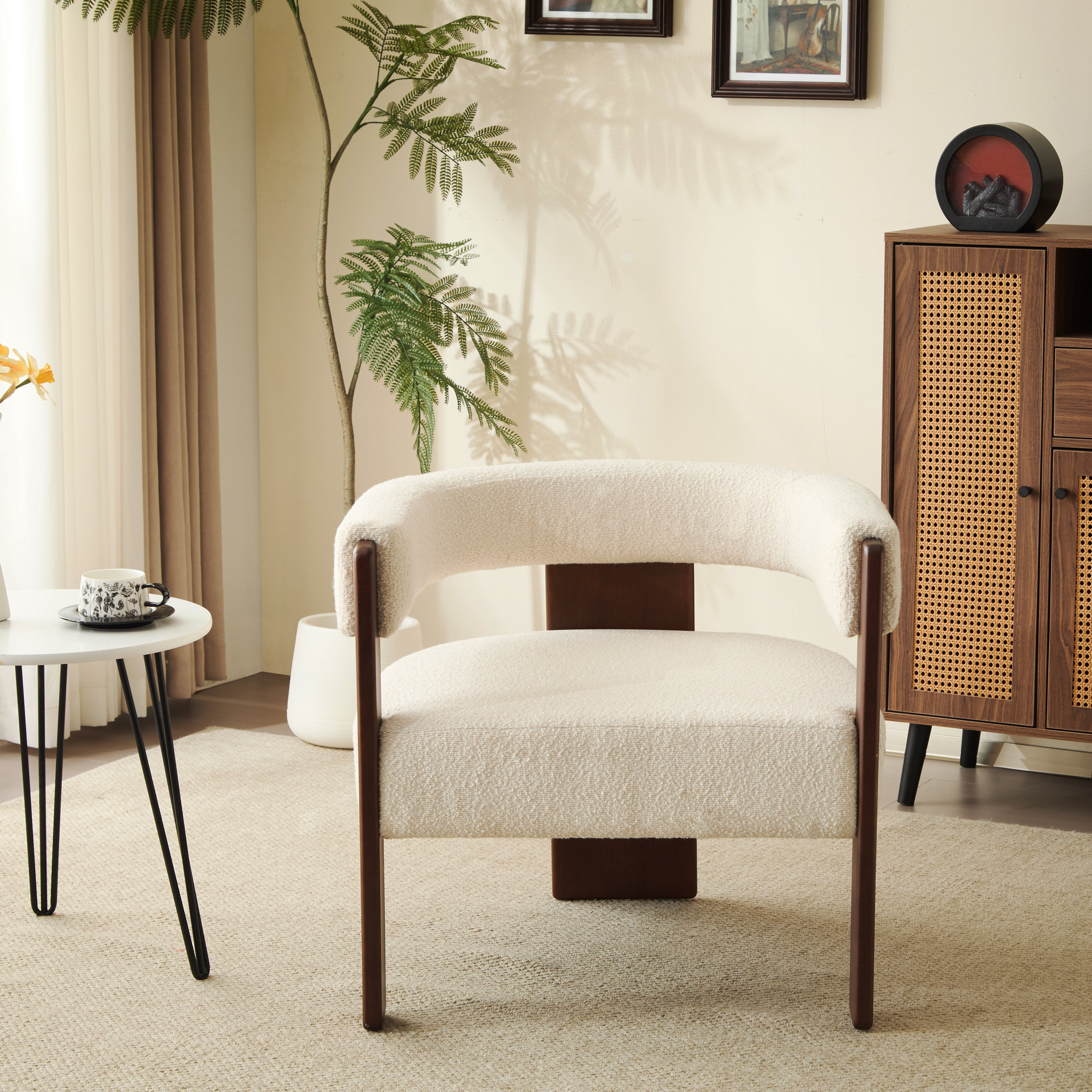 Wrought Studio Melanney Modern Upholstered Boucle Fabric Accent ...