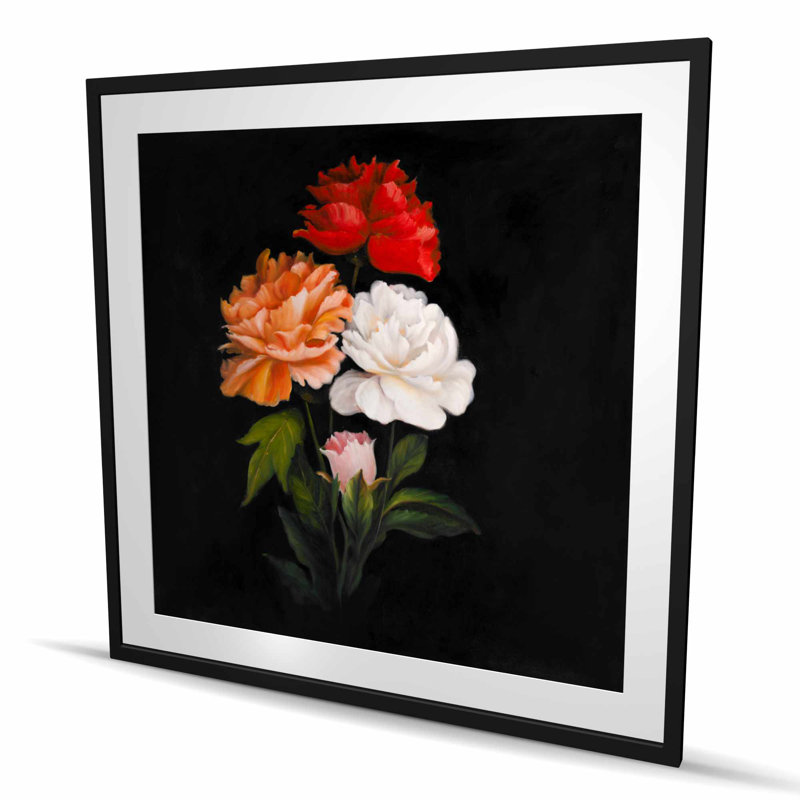 Trois belles fleurs roses - botanique, reproduction encadrée