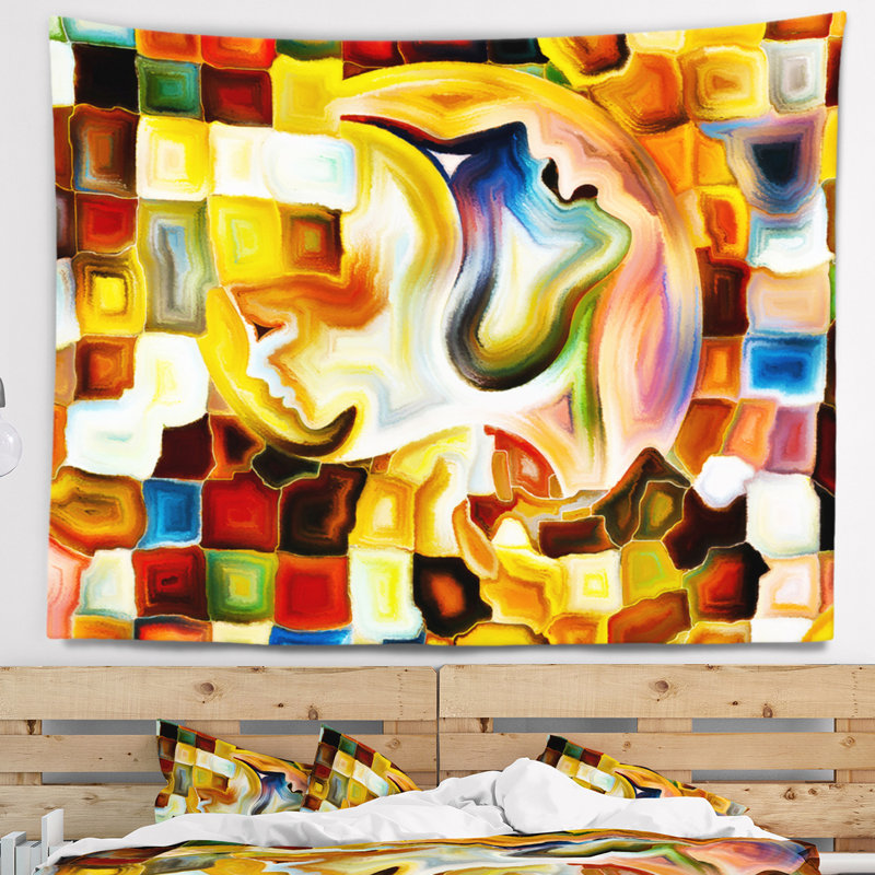 Manière abstraite de tapisserie de peinture intérieure, H 50 po x l 60 po