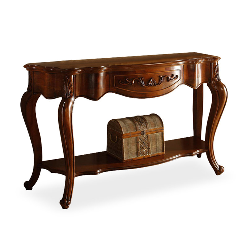 Table de couloir classique en acajou avec bords festonnés, H 31,5 po x l 47,24 po x P 17,72 po