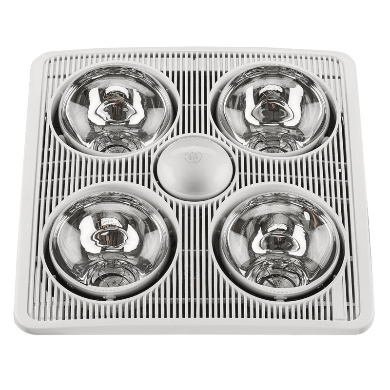 White 4-Bulb Ceiling Bathroom Exhaust Fan with Heat and Light