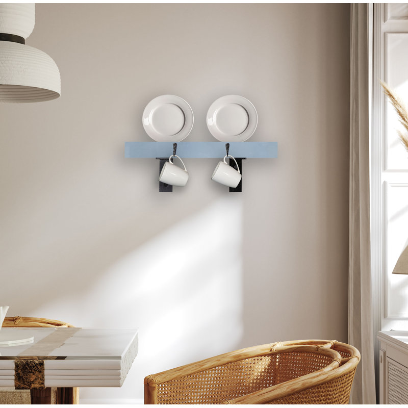 Rayne Plate Display Shelves With Hooks, Gray, 18/3/2