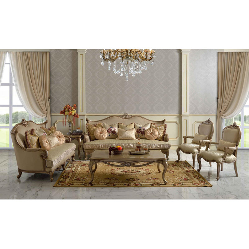 Canapé victorien Czajkowski, Mélange de polyester beige, H 46,5 po x l 88,58 po x P 39 po