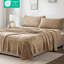 Drap double taupe, 100% matériau et lisse, brossé deux fois, comprend des taies d'oreiller plates, des draps-housses, un taupe, un drap élastique, un lit lavable à la machine