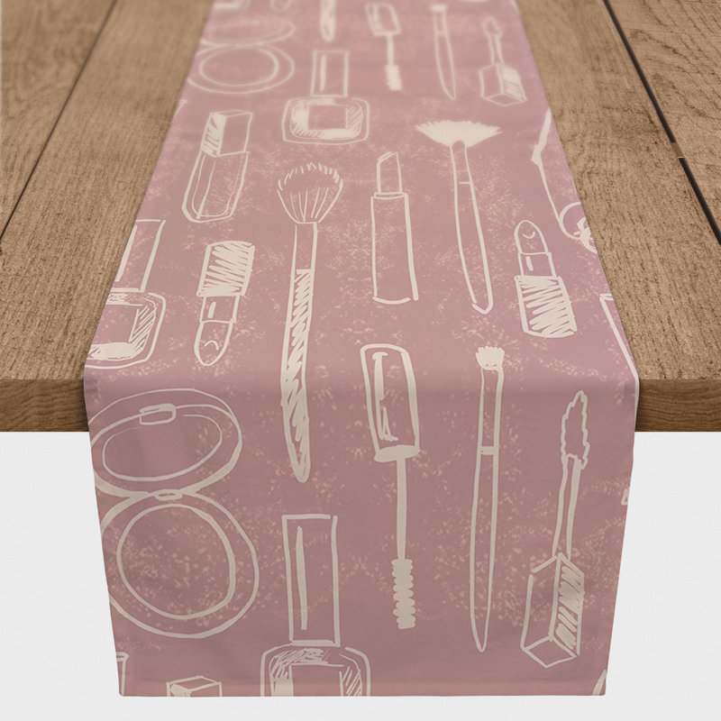 Chemin de table Dewaun, L 90 po x l 16 po, Blanc / rose