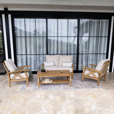 Cotesfield 4 - Person Teak Outdoor Conversation Set With Cushions
