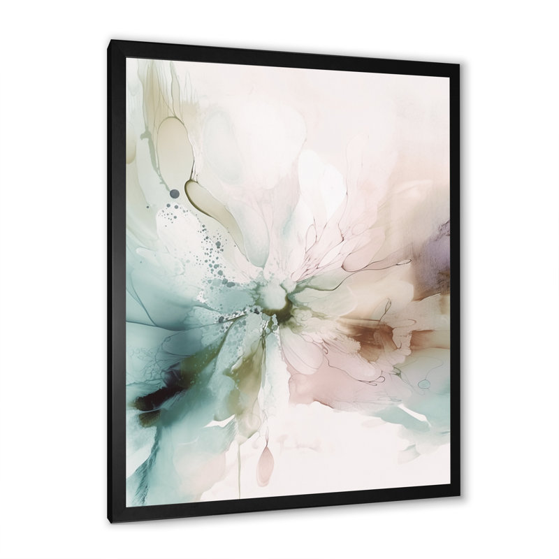 «Green and Cream Abstracted Realities I», reproduction d'art sur toile abstraite, Cadre photo noir, L 12 po x H 20 po