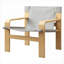 Fauteuil d'appoint en tissu de lin gris avec accoudoirs larges de style Mid-Century-944158650