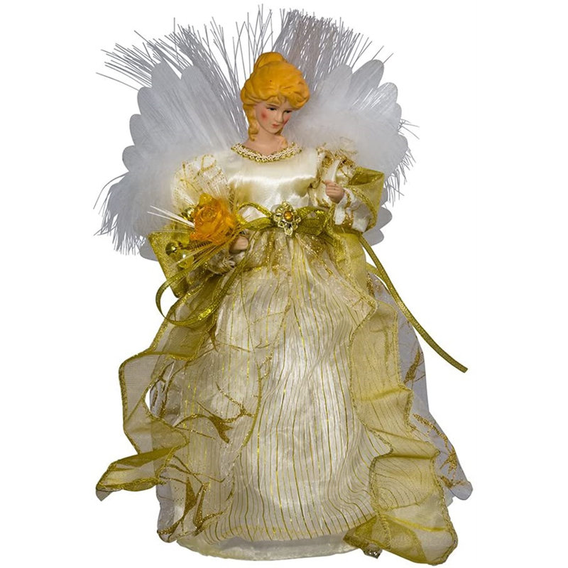 White Lace Lighted Angel Christmas Tree Topper