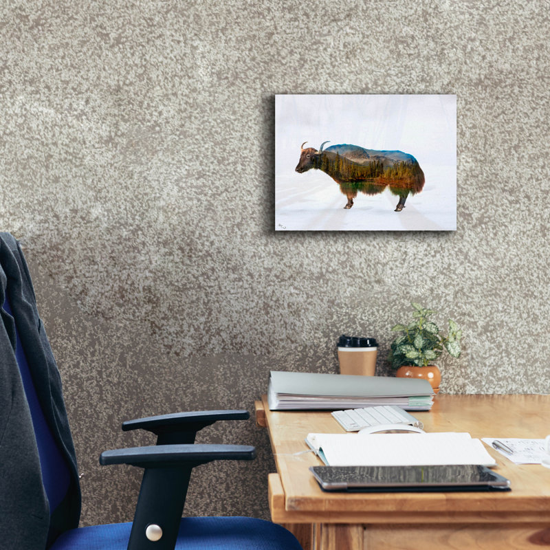 «Yak» par Mark Ashkenazi, art mural sur toile, H 12 po x l 16 po x P 0,75 po