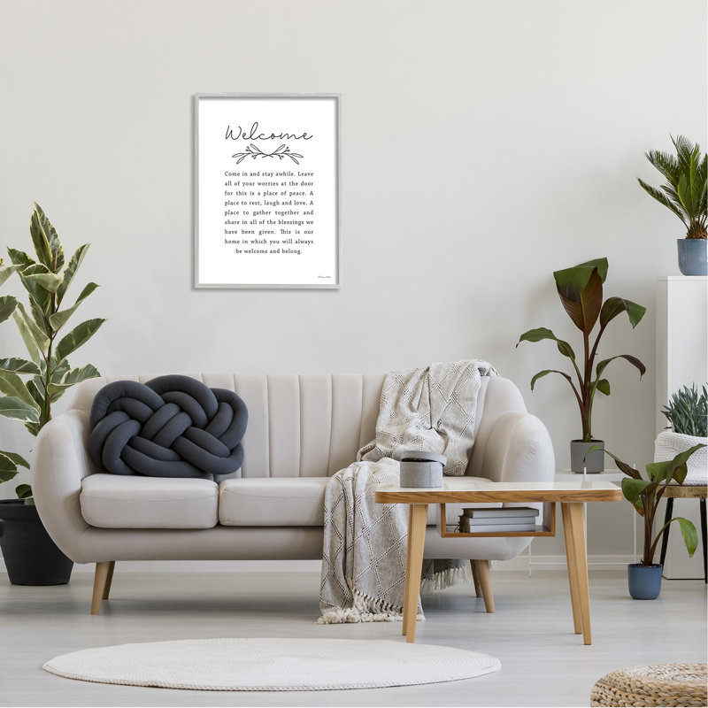 «Welcome Home Quote» par Susan Ball - Art textuel, H 30 po x l 24 po x P 1,5 po, Estampe numérique Farmhouse