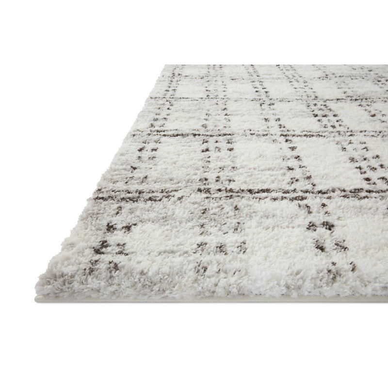Denya Shag Cream / Grey Area Rug, Square 18"