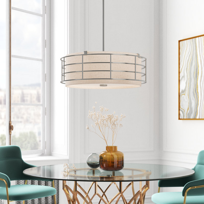 Lustre tambour à 5 lumières Niobrara, Nickel brossé