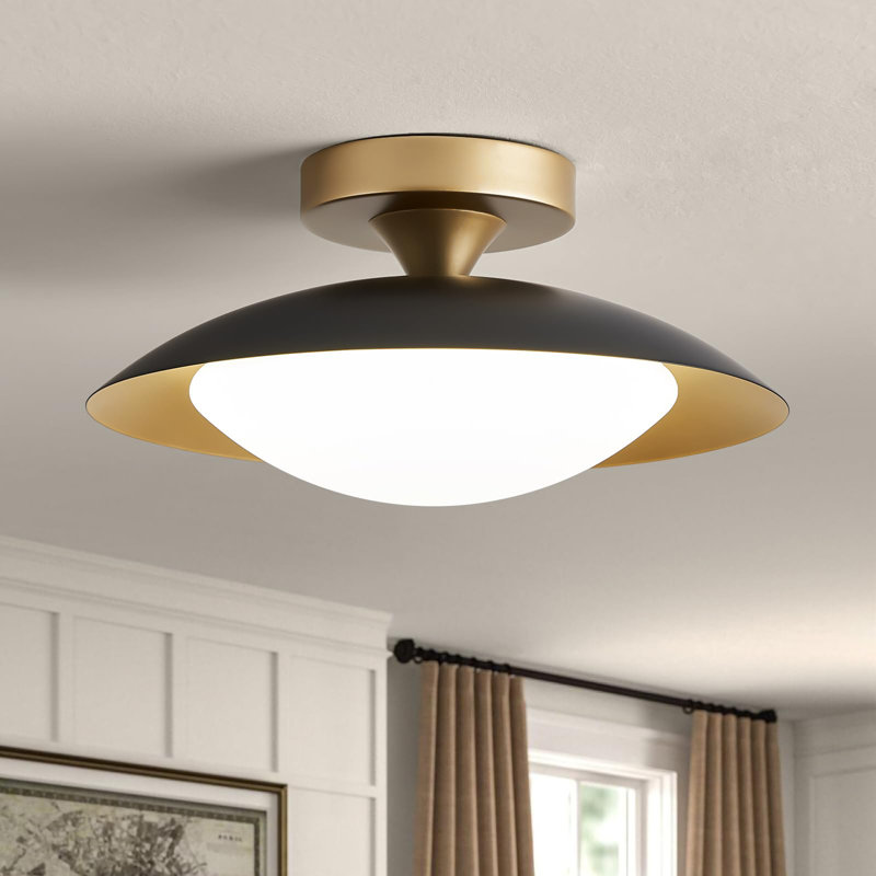Mid Century Modern Flush Mount Ceiling Light, Black