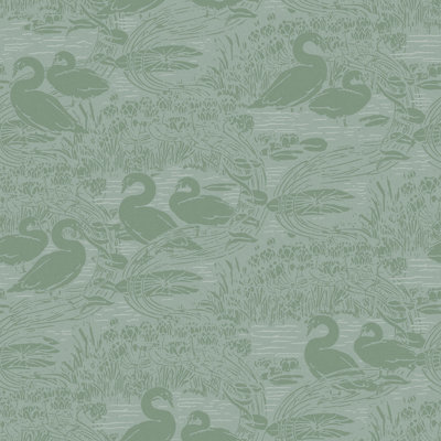 Laura Ashley Swans Dove Grey Wallpaper