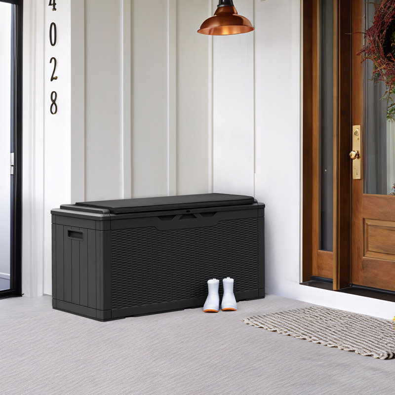 Coffre de terrasse en plastique avec coussin Furmax, Noir