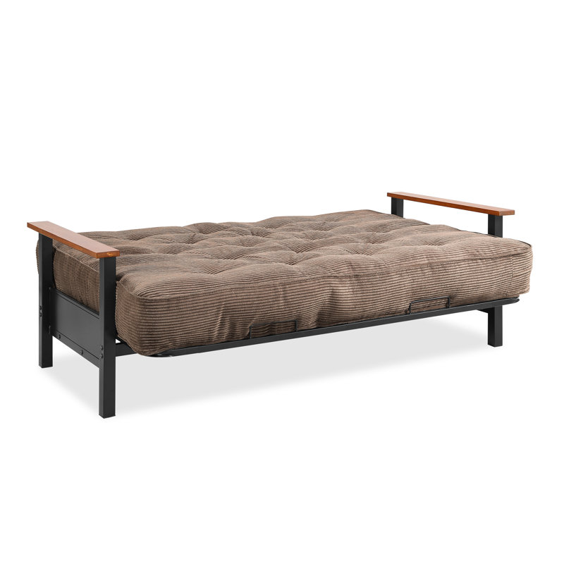 Futon et matelas Mcbroom, Velours côtelé couleur chocolat