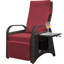 Fauteuil inclinable d'extérieur avec repose-pieds réglable, table intégrée, confortable, coussin amovible pour repose-pieds brun et rouge, pour le jardin,