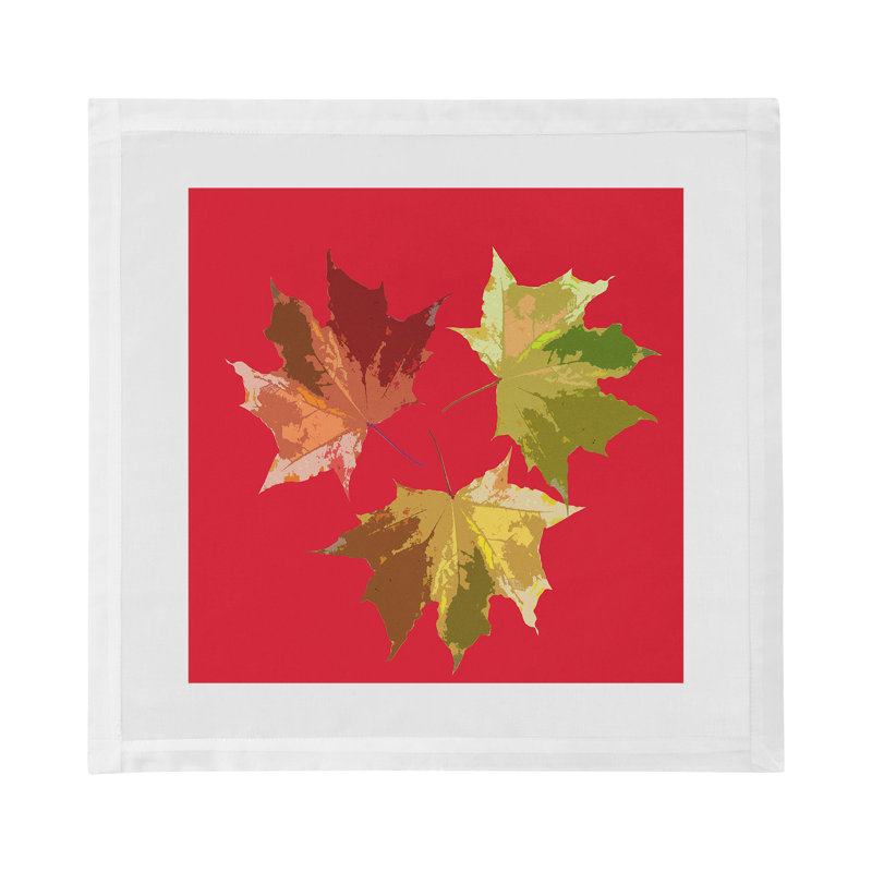 Autumn Leaves Cotton Sateen Dinner Napkins, Red