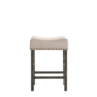 2 tabourets à hauteur de comptoir - lin moderne brun clair et gris