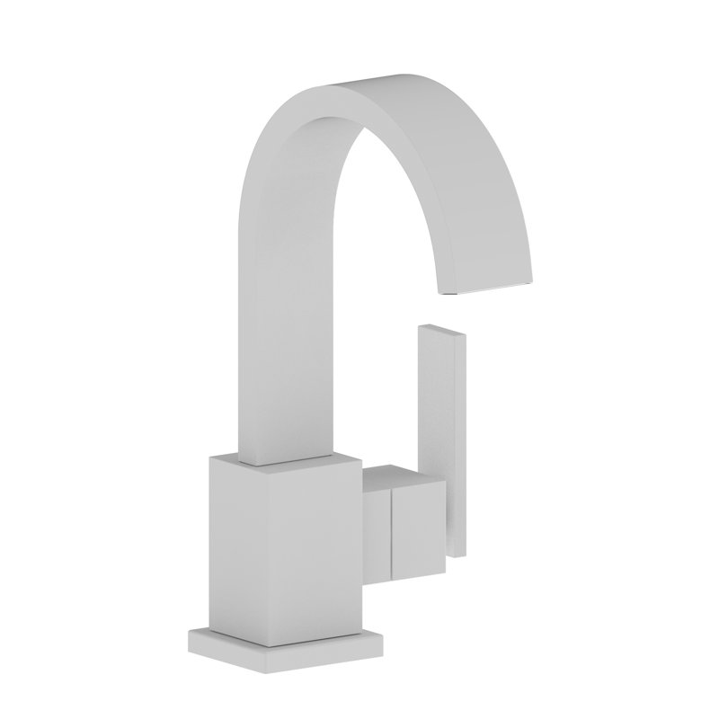 Secant Single Hole Bathroom Faucet with Drain Assembly, Matte White