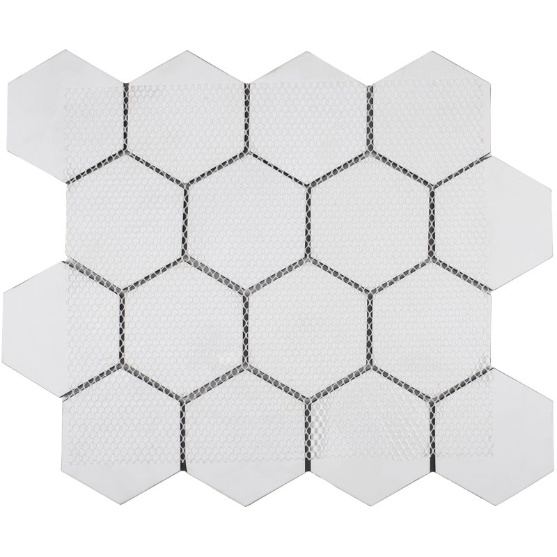 3" Beehive 10.25in.x11.75in. Glass Mosaic Tile, Marsh Gloss