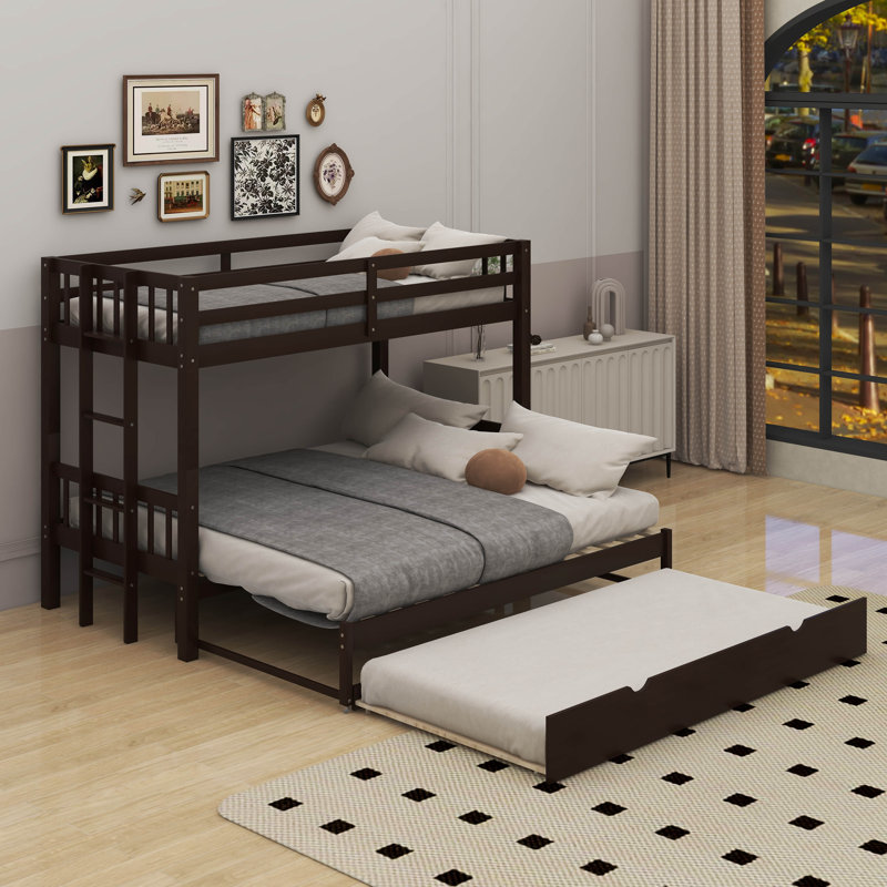 Twin Over Pull-Out Bunk Bed With Trundle, Espresso