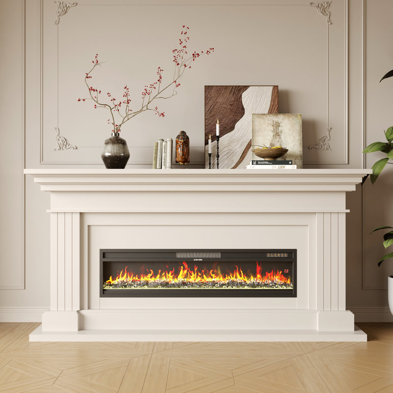 46-Inch Recessed Electric Fireplace Heater With Multicolor Flame & Remote Control