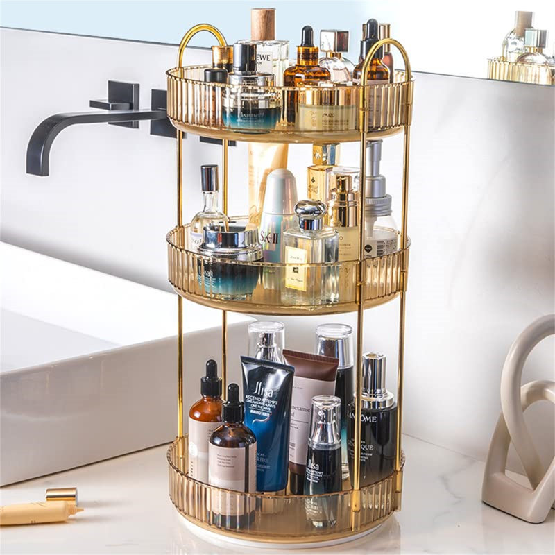 Ashelman Acrylic 3 Compartment Makeup Organiser, Yellow