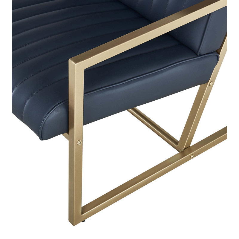 Fauteuil l 25,98 po, Doré, Similicuir noir