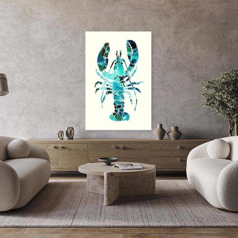 Art mural abstrait homard abstrait vibrant, H 48 po x l 32 po