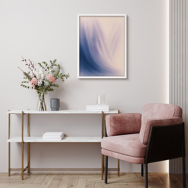 Art abstrait dégradé bleu doux et mauve - art mural minimaliste moderne pour chambre à coucher ou salon, H 14 po x l 11 po