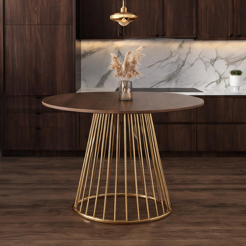 Table de salle à manger ronde de 96 cm (37,75 pouces) avec plateau en bois brillant, pour quatre personnes, conforme à la photo, 96 cm (37,8 pouces), poids : 17 kg
