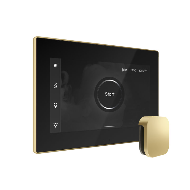 Ensemble de commande de douche à vapeur Xdream avec contrôle iSteamX et tête de vapeur linéaire , Laiton satiné