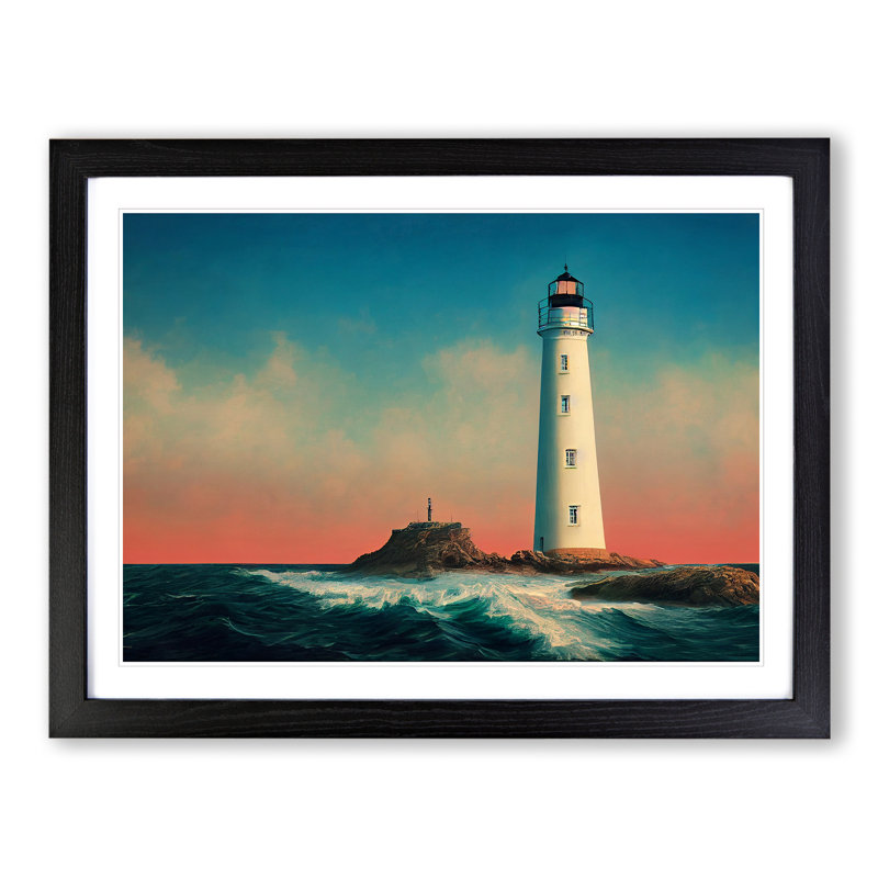 Charismatic Lighthouse - Framed Print, Black, 46cm H x 64cm W x 2cm D