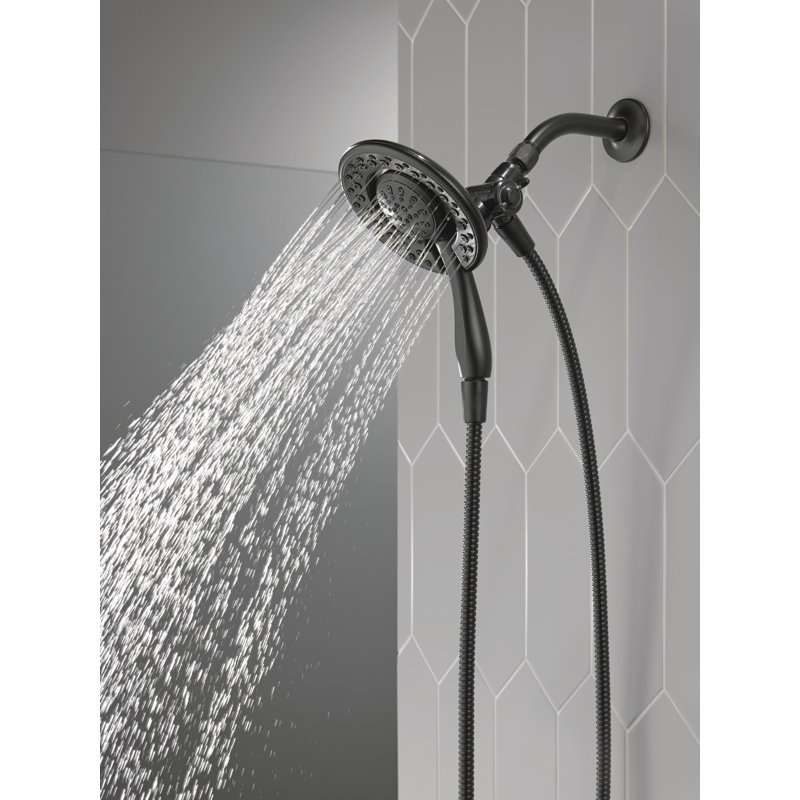 Pomme de douche à main double 2 en 1 In2ition, pomme de douche ronde détachable à 3 jets 1,75 gallons par minute, Noir mat