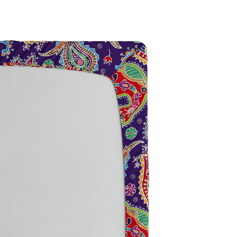 Microfiber Paisley Fitted Sheet, Twin Fitted Sheet, Purple, Paisley 1