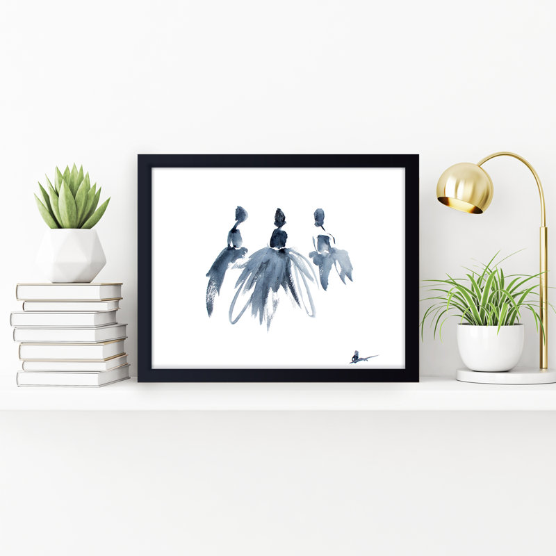 'Study Of Dress No.5' Framed Print Wall Art, 12" H x 16" W x 1.125" D, Framed Print, Black