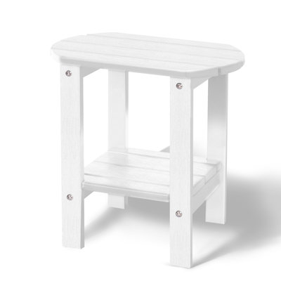 17 in. 2-Tier Rectangular HDPE Outdoor Side Table with Rounded Corners