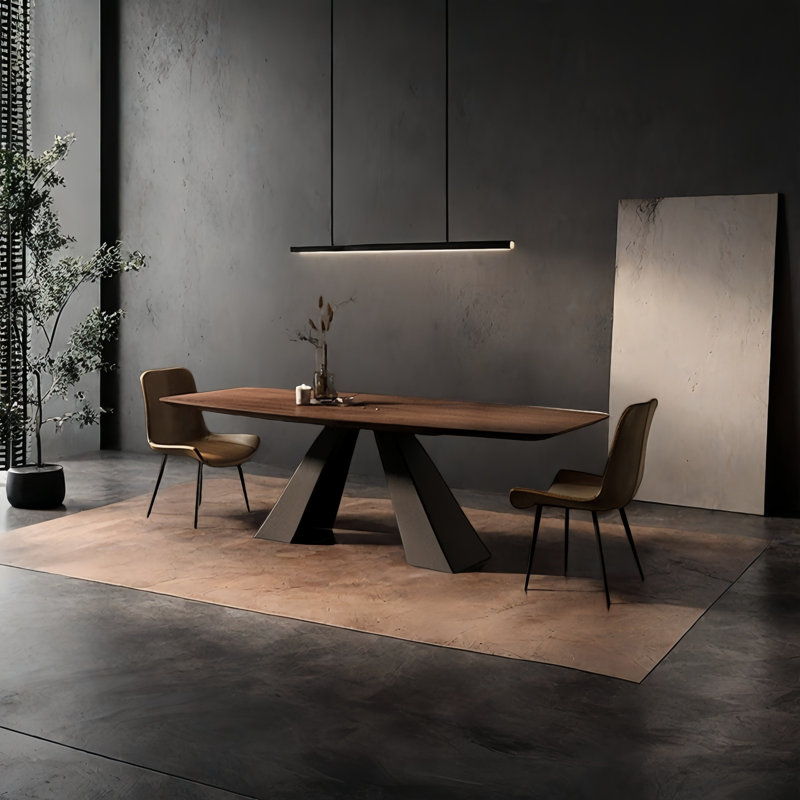 Industrial Style Rectangular Solid Wood Dining Table, 29.5"H x 86.6"L x 35.4"W