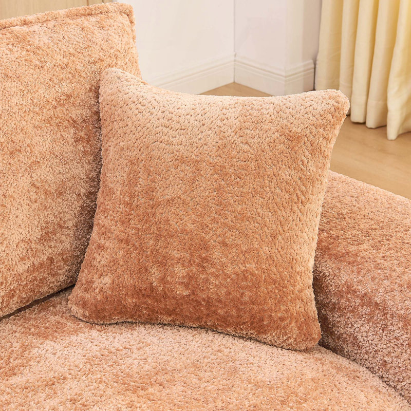 Canapé modulaire en L avec repose-pieds Modular Boucle, Orange