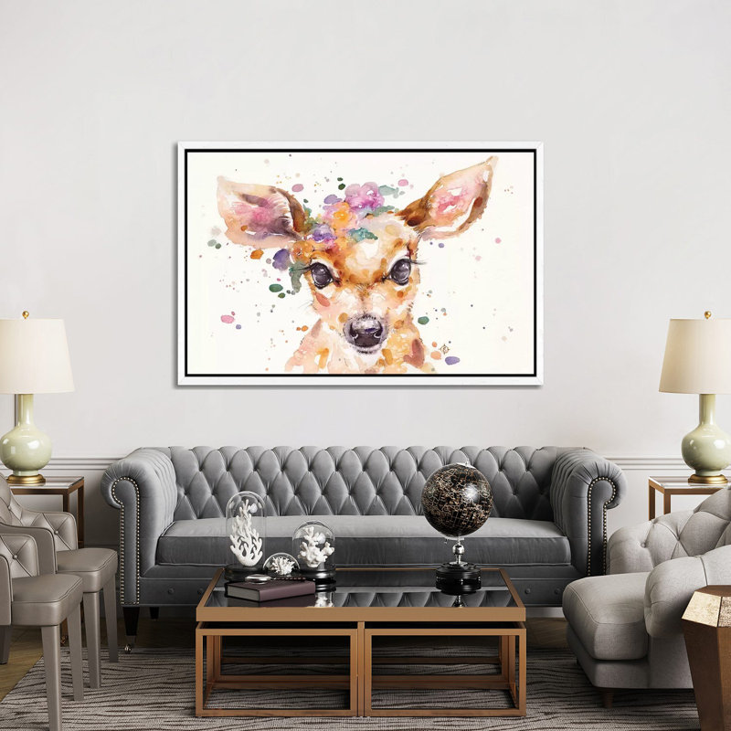 Little Deer by Sillier Than Sally - Gallery-Wrapped Canvas Giclée on Canvas, 152.5 cm H x 101.5 cm W, White Framed