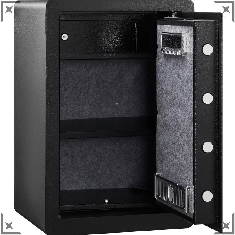 Steel Safe 2.2 Cubic Feet For Home Hotel Office, 15.75x13x23.6 Inch, Four Solid Door Bolts, Three - Way Entering, Dual Alarm, Ce Office Hotel, Safe, Inch Size, Ways To Enter: Key, Password,
