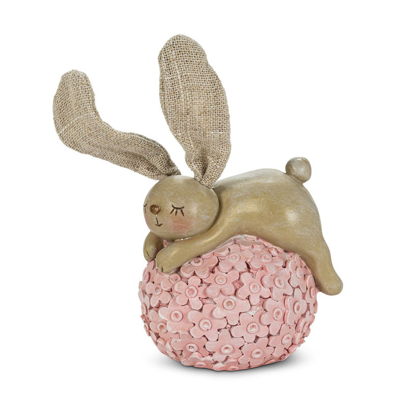 Figurine de lapin sur une figurine en forme d’œuf floral Farren